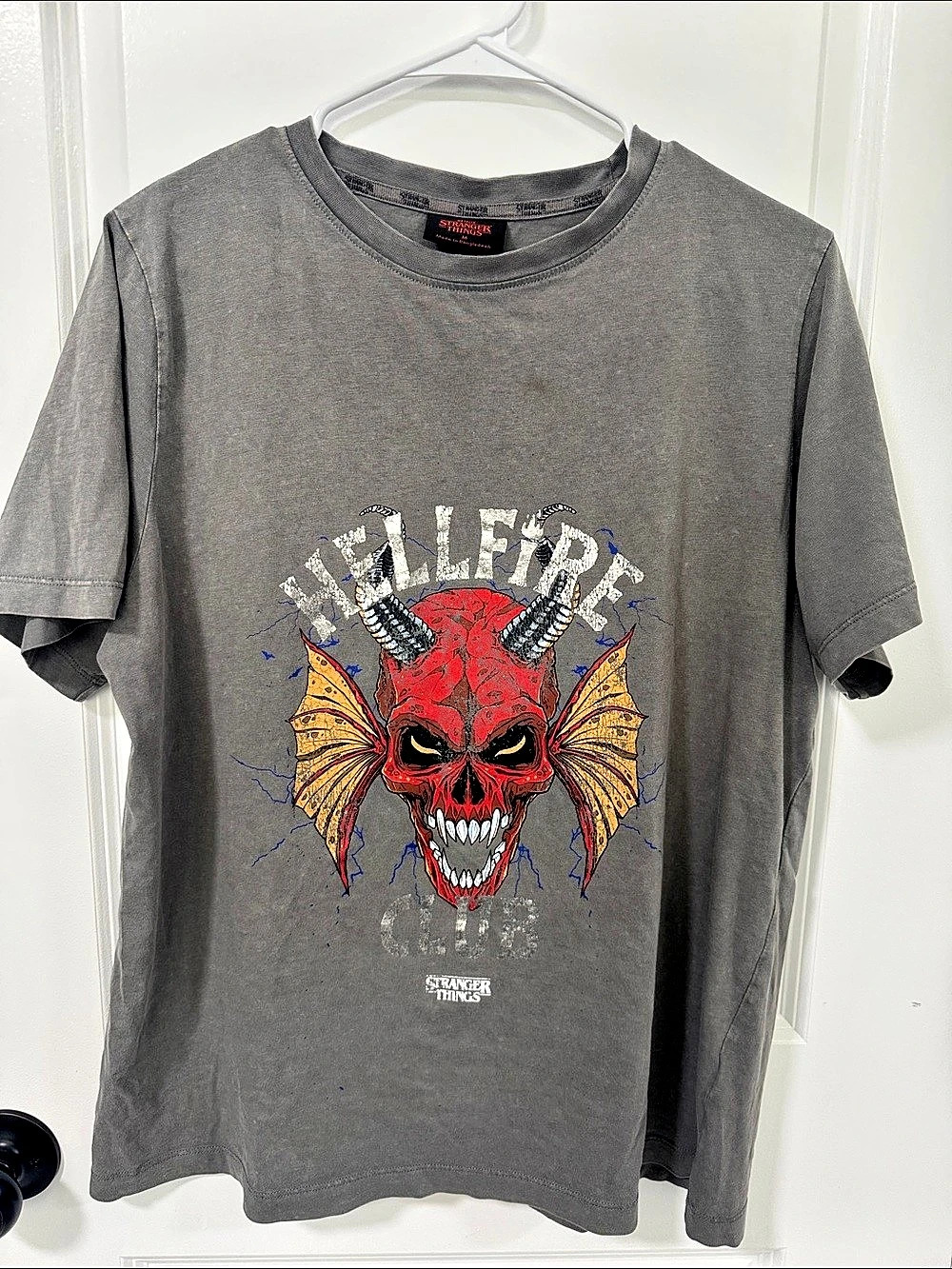 Stranger Things Hellfire Club Graphic Tee Gray Size Medium